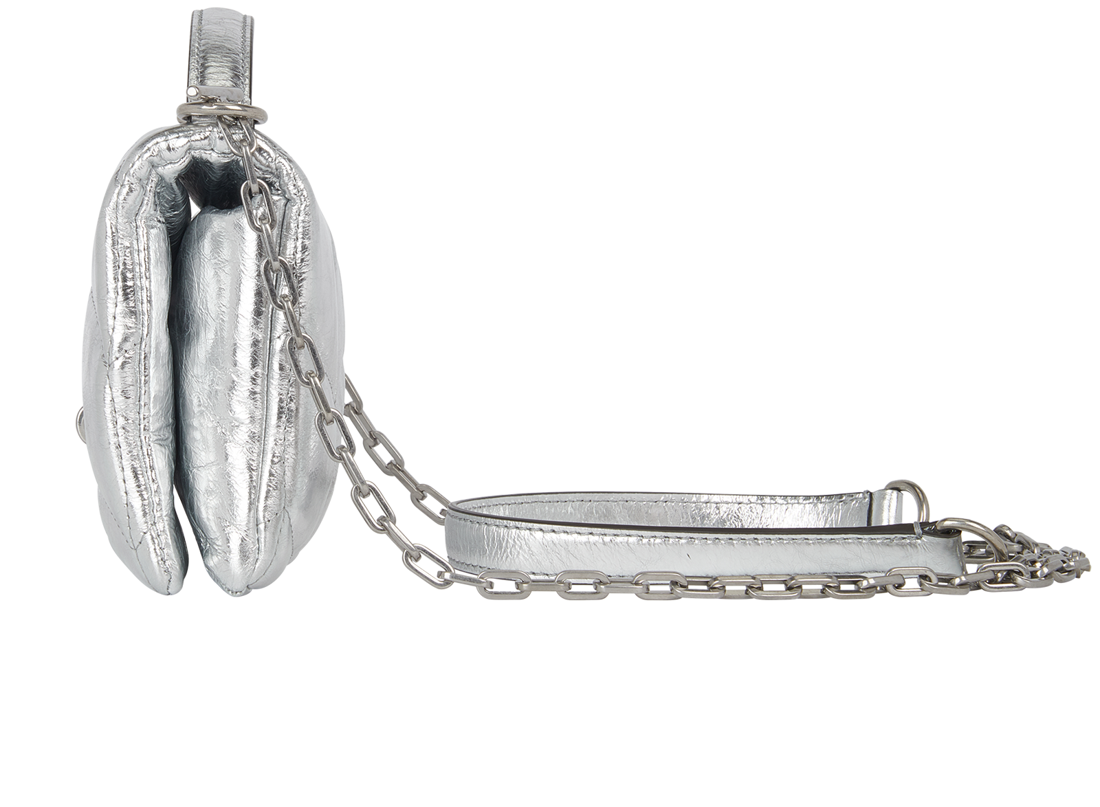 Metallic Tiny Softie, &pound;275, Handbags, Silver, Leather, Bottom view